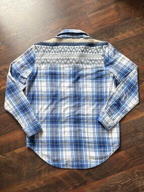 Poof! Plaid Flannel with Knit Fair Isle Back - Women's - Size M